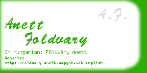 anett foldvary business card